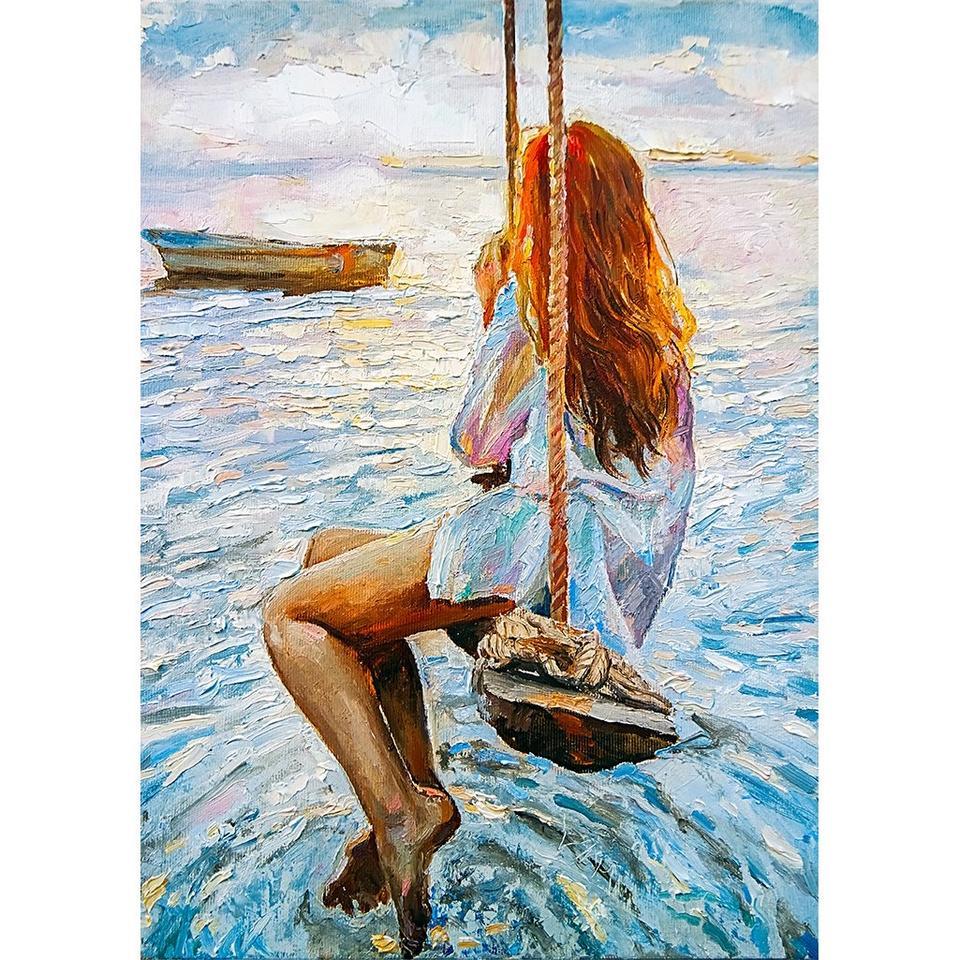 Girl on a Swing Decoupage Paper